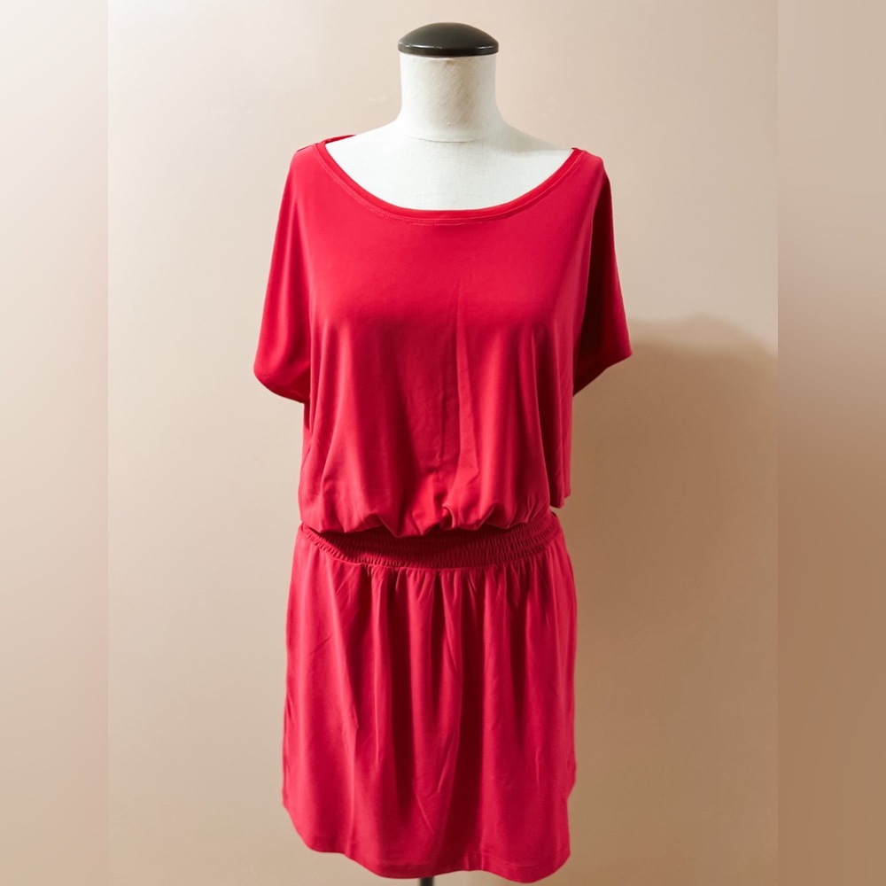 Matte Jersey Smocked Waist Dress- White House Black Market
